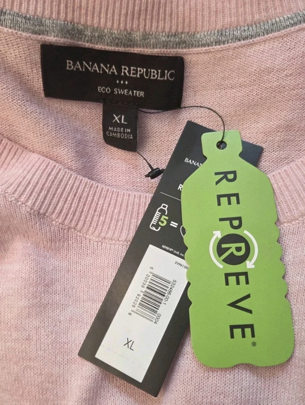 Banana Republic ECO NEW NWT Dress/Casual Light Pink Sweater Mens XL cotton Blend